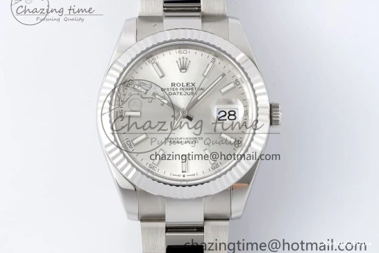 0404 DateJust 41 SS Fluted Bezel KING 1:1 Best Edition 904L Steel Silver Dial on Oyster Bracelet VR Sustainable 2222